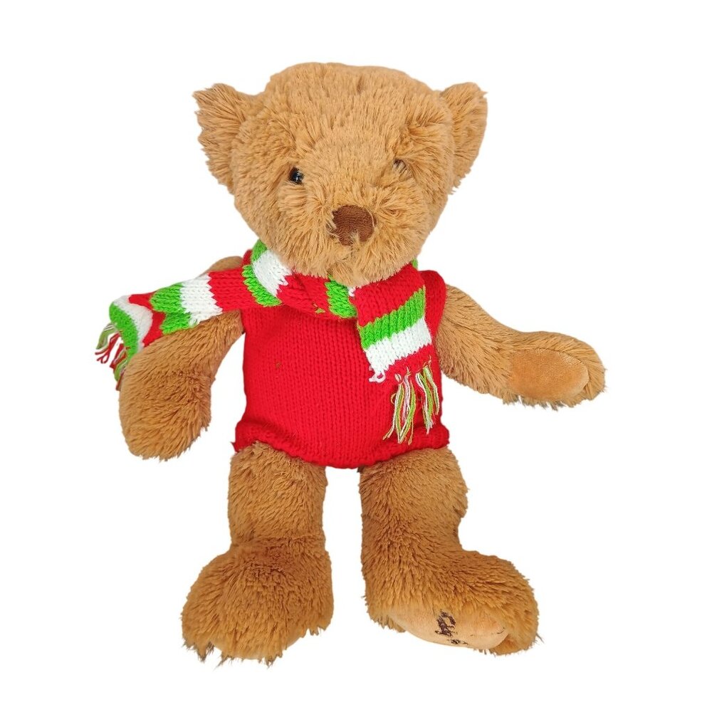 Office Depot Teddy Bear By Gund Wearing Red Knit Sweater & Scarf 2010